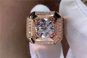 3Ct Round REAL Moissanite Men's Halo Engagement Wedding Ring 925 Sterling Silver