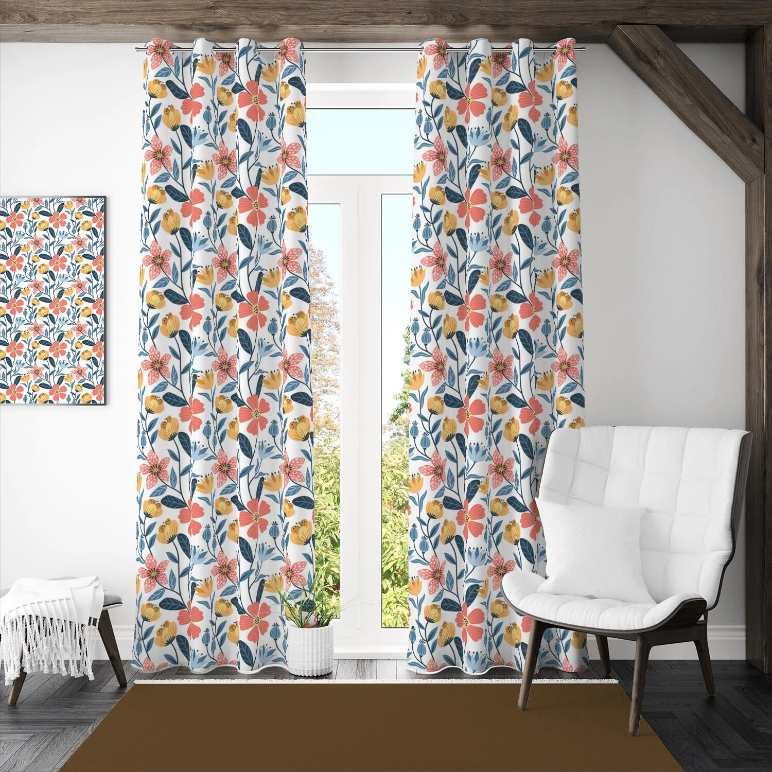 New 2 Pieces Soft Brushed Microfiber Cotton Door Curtains Set - 7 ft