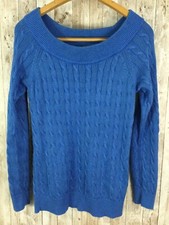 Lauren by Ralph Lauren Women Sweater M Blue Pullover Jumper Cable Knit Preppy