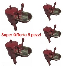 Abbeveratoio automatico 5pz Conigli Galline Polli galleggiante e vaschetta inox