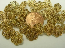 New lot of 10 Electroplated Plastic Gold Flower 1/2 inch (12mm) Buttons (#H)