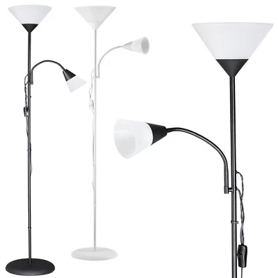 Lampadaire sur pied avec liseuse Luminaire Lampe orientable 175 cm Blanc ou noir - Photo 1/4