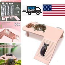 Turtle Basking Platform Pink Medium with Strong Suction Cups and Feeding Area