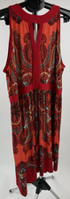 Adrianna Papell Paisley Sleeveless Dress Plus 22W Red Blue
