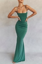 House of CB Milena Forest Green Corset Maxi Dress XS NWT Formal Gown