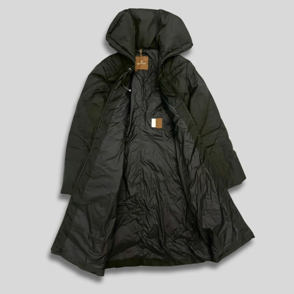 Vintage Moncler Women’s Long Down Puffer Coat Black Quilted Jacket Size 2/M - Image 2 of 4