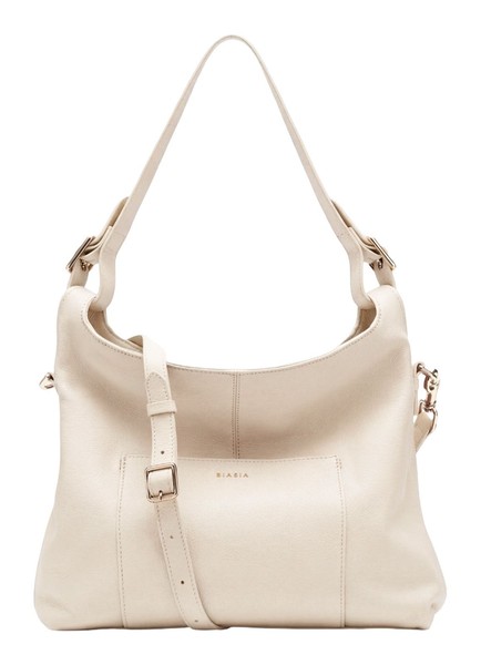 Biasia Pocket Hobo Bag M Schultertasche UmhäNgetasche Tasche Avorio Creme Neu-image