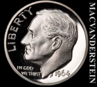 1964 Silver Roosevelt Dime - Choice Gem Proof  Lustrous  No Reserve  #K1155
