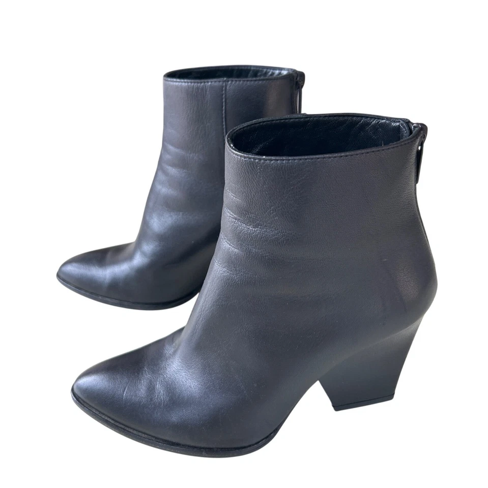 Botines Stuart Weitzman Bedford para mujer talla 6,5 cuero negro cremallera    Foto 4 de 4