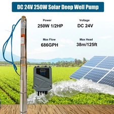 2" OD Solar Pump Submersible Pump Bore DC24V 250W Deep Well Pump+MPPT Controller