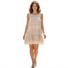 Ann Taylor LOFT Women's Ruffle Sleeveless Dress Size 6 Flesh Cream Color