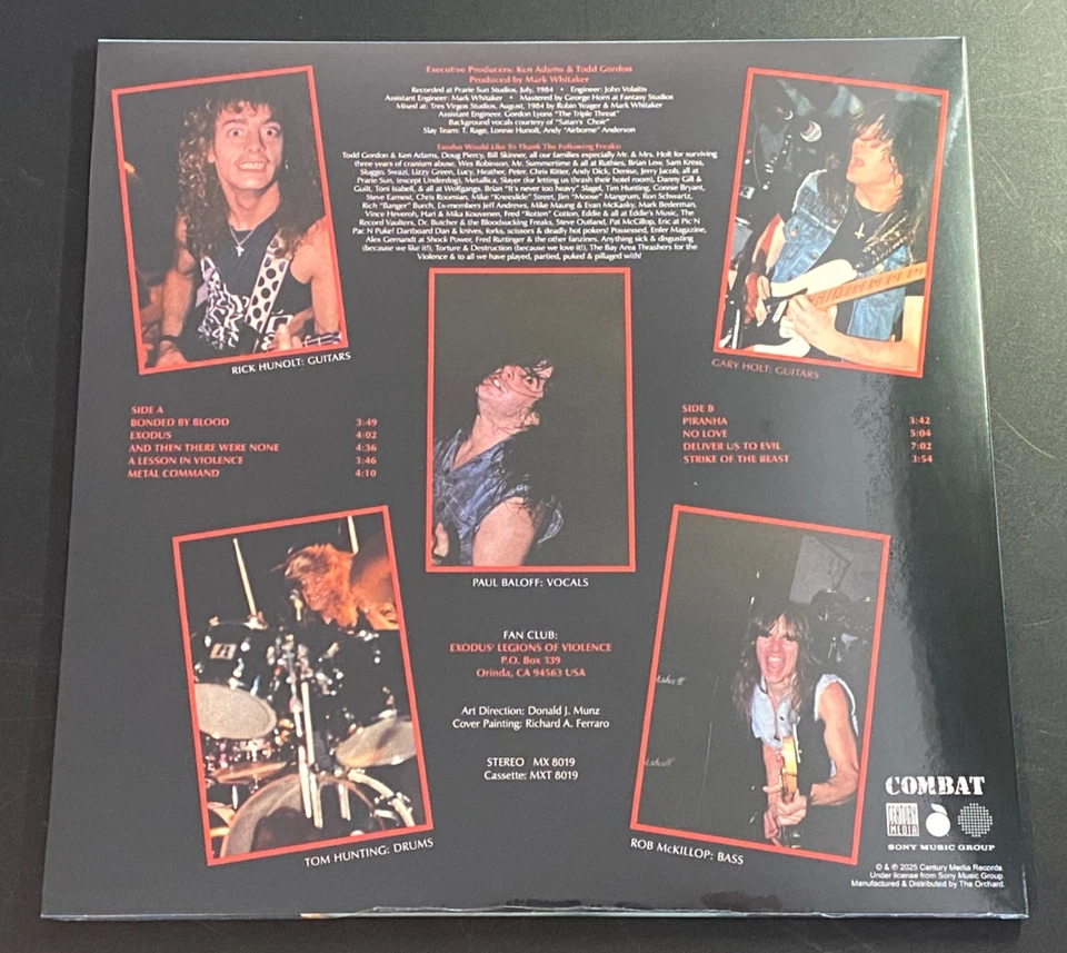 EXODUS - BONDED BY BLOOD ~Limited Edition ~BLOODSHOT Vinyl ~Classic Thrash Metal - Image 3 of 3