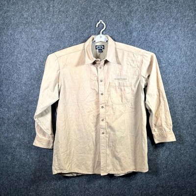 Three Rivers GMC Direction Button-Up Shirt Men's XL Beige Cotton Camping Fishing