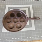 Vintage Lodge Cast Iron Aebleskiver Pan Danish Pancake Egg Poacher 32D H
