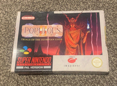 Populous 2 für Super Nintendo SNES. PAL UK guter Zustand mit Karton