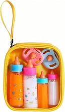 Kaydora Baby Doll Bottle Accessories 6 Pcs Magic Milk Feeding Toy Set Yellow