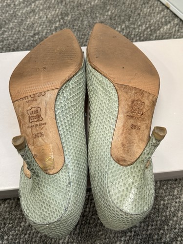 Pre-owned Jimmy Choo Snake Leather Green heels 36.5 - Picture 5 of 5