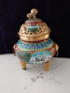 Chinese Cloisonné. Tripod Censer