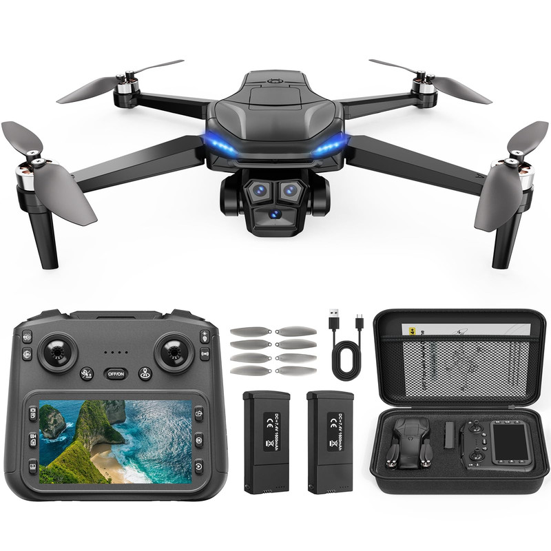Ueegxuxa Gps Drone Camera For Adults - 4K Drone 4.5 Fpv Screen Controller 60