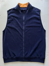 Donald Ross Full Zip Golf Vest Navy Blue Orange Lined Soft Large