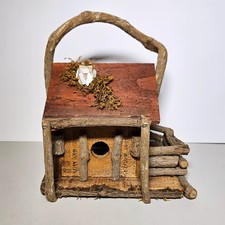 Handmade Wooden Realistic Rustic Log Cabin Bird House