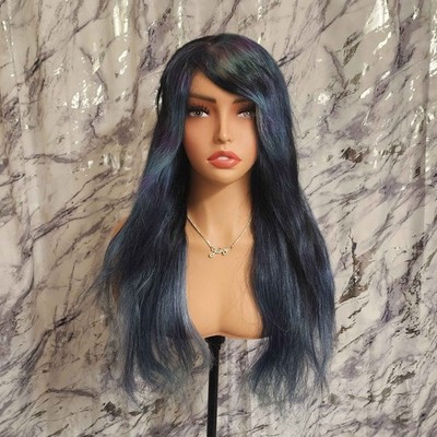 Crystal Mermaid Human Hair Y2K Scene Queen Wig Lace Front Cyber Rave Emo Goth