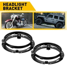 2X Black 7" LED Headlight Round Mounting Bracket Rings For Jeep Wrangler JK TJ D