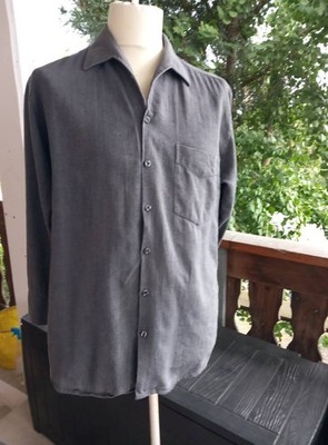 Trelegant Herren Flanellhemd Grau Gr. 41/42 Fischgräten-Muster Winter warm