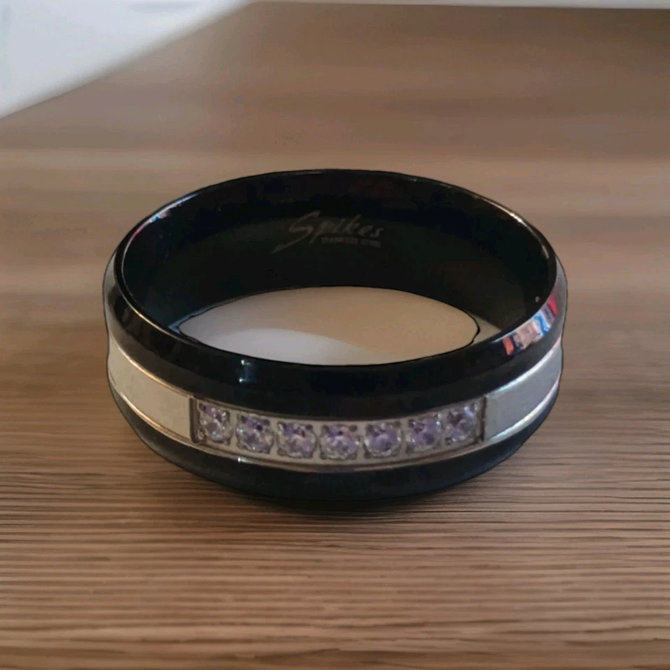 Anillo de tungsteno de acero inoxidable para hombre con genuino talla 12 Foto 3 de 4