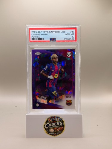 2025-26 Topps Chrome Sapphire UCC Lamine Yamal Purple /75 PSA 10 Barcelona