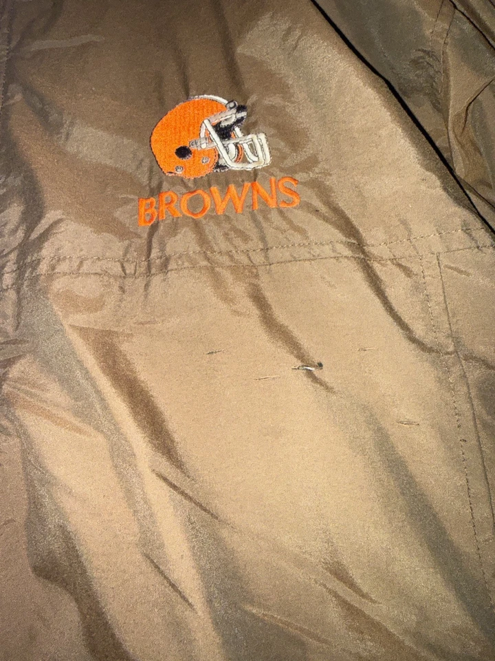 Chaqueta de iniciación Cleveland Browns vintage años 90 parka para hombre grande con capucha ropa de calle Foto 4 de 4