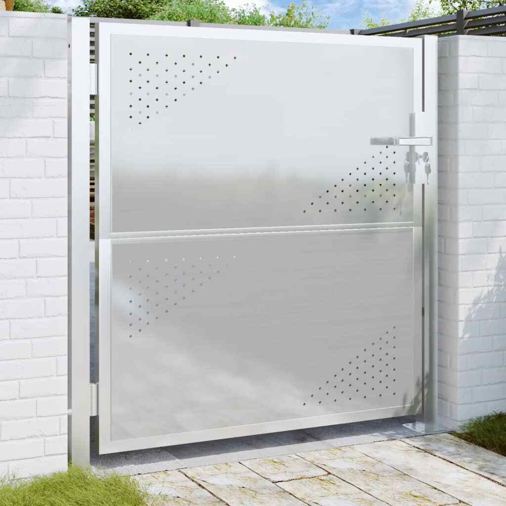 Cancello da Giardino 100x100 cm in Acciaio Inossidabile