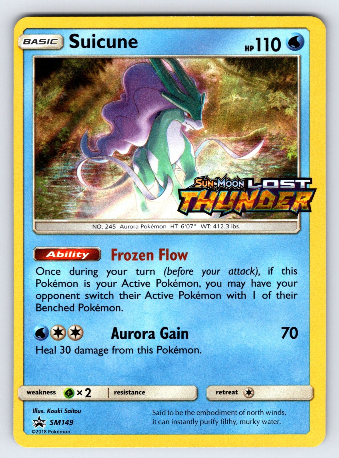 Suicune SM149 S&M Lost Thunder Prerelease Promo Pokemon Card Stamped - Nm/Vlp