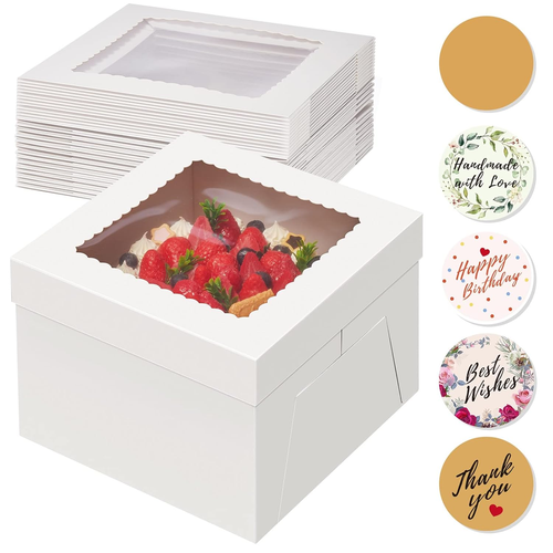 15Pcs White Cake Boxes with Window - 10x10x8 Inch for Multi-Layer Cakes - 第 12/12 張圖片
