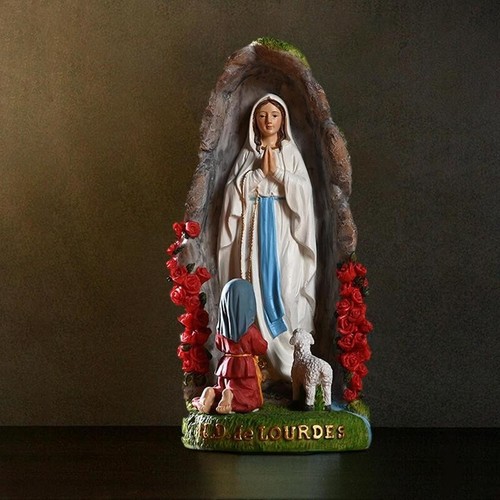 Lourdes Statue Our Lady Virgin Mary Catholic Figurine Blessed Mother Gift Resin - Picture 4 of 8