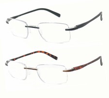 1 or 2 Pair Mens Fashion Rimless Square Full Lens Reading Glasses
