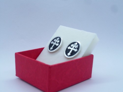 GEMELLI CROCE LORENA LORRAINE CROSS CUFF LINKS STERLING SILVER - Picture 3 of 4