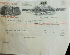 Antique sales receipt HANLEY & KINSELLA Coffee & Spice Company Oct 10th 1910