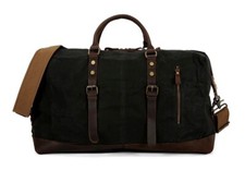 Waterproof Waxed Canvas Duffel Bag with leather trim.