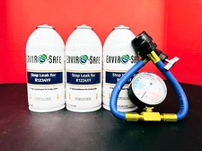 Enviro-Safe Stopleak for R1234YF, 3 cans and Economy Gauge, Stop Leaks Now