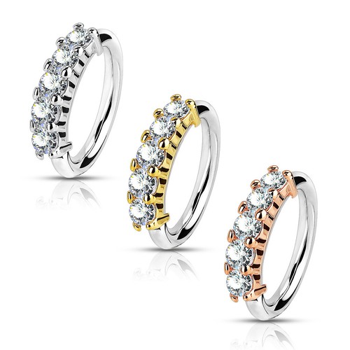 5 CZ Lined Hoop Nose Helix Daith Tragus Conch Cartilage Earrings Lip Rings - Picture 11 of 11