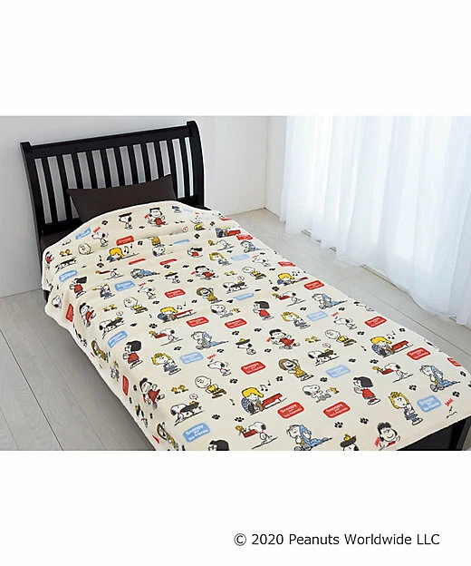 PEANUTS Snoopy Friends Bed Blanket 2 Colors Beige Brown eBay