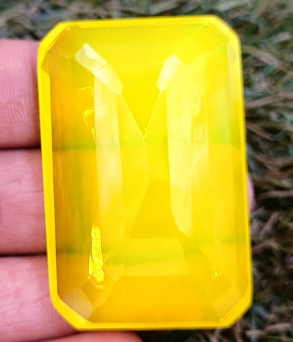 PRECIOUS PIECE YELLOW OPAL CERTIFIED 183 CT EMERALD CUT UNTREATED LOOSE GEMSTONE - Picture 6 of 13