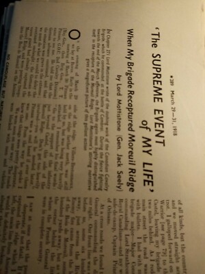 Xm8 ww1 1938 article 1918 moreuil ridge captured Jack seely 