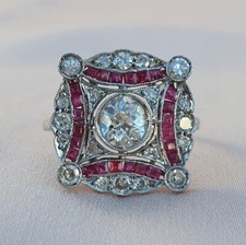 Art Deco Style 1.20Ct Round Cut Cubic Zirconia Unique Engagement Ring 925 Silver