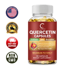 120Pcs Quercetin 1000mg with Bromelain & Zinc Natural Immune Support Supplement