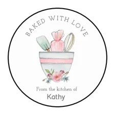 Baked with Love From the Kitchen of Stickers Favors Labels Tags 1.5" (30) baking