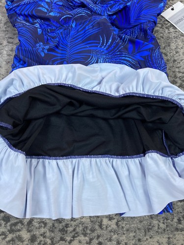 HANNA Nikole Swimdress Top Size 18W Slimming Blue Palm Floral NWT - Picture 7 of 14