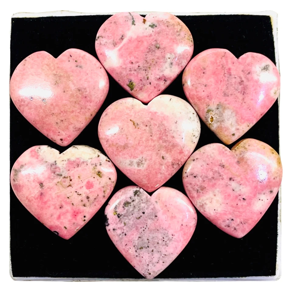 7 piezas piedras preciosas de cabujón sueltas en forma de corazón de rodonita natural 28,5-30 mm 371,1 quilates Foto 4 de 4