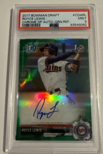 2017 Bowman Draft Royce Lewis Chrome Green Refractor 1st Auto /99 PSA 9 Twins